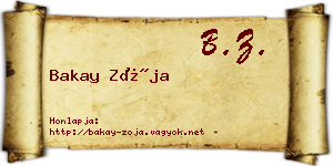 Bakay Zója névjegykártya